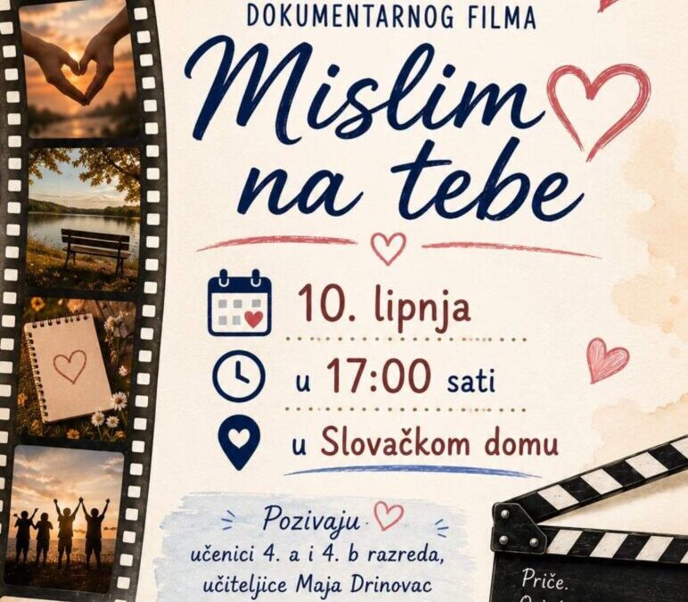 Pozivnica za pedstavljanje dokumentarnog filma “Mislim na tebe”