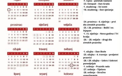 Školski kalendar 2026./2027. godine
